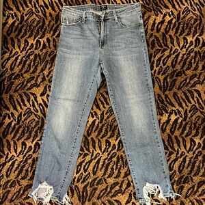 Stylish Blue Distressed Women's Jeans